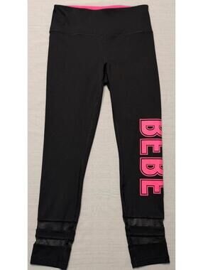 BEBE Sport Black Pink Vented Ankle Leggings Small